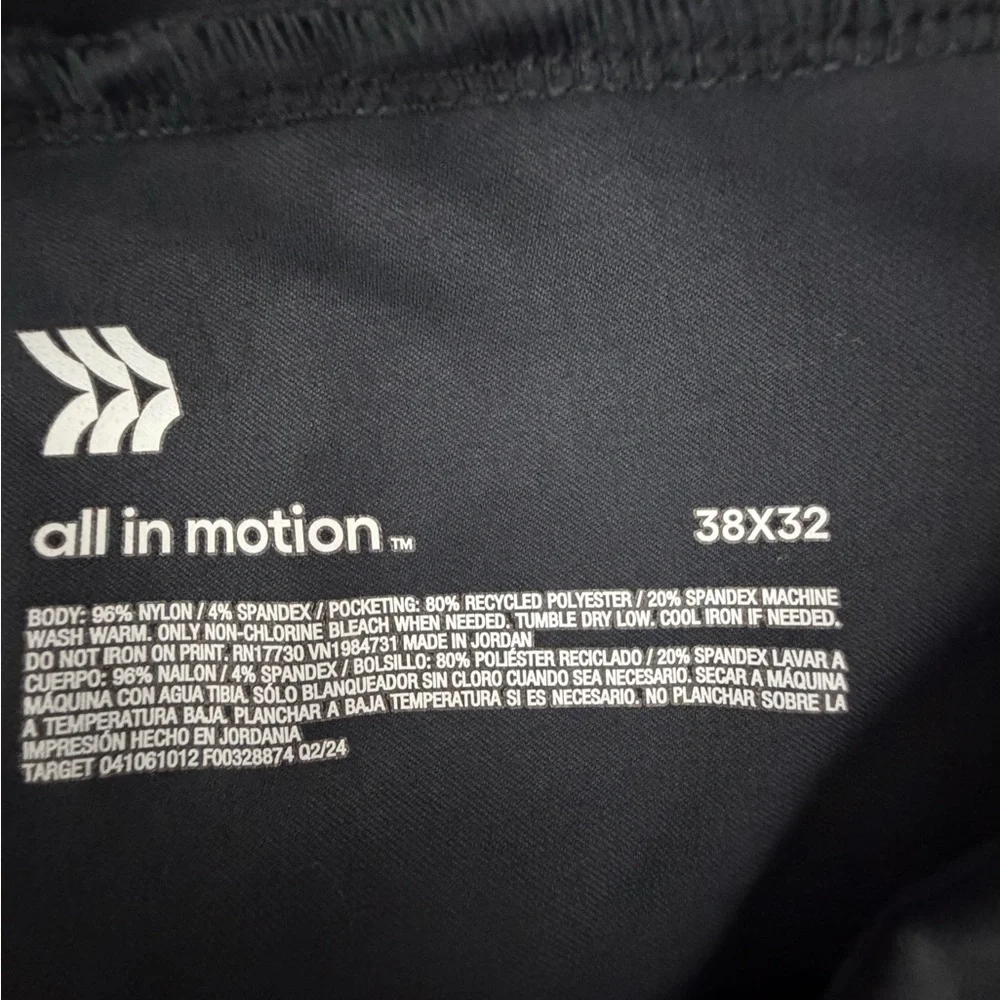 All In Motion Men’s size 38x32 Black Onyx Stretch Pants(A405)
